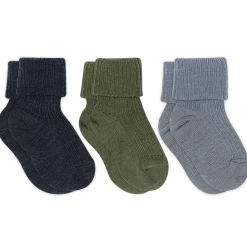 Uld rib baby strømpe 3 pak - 1235