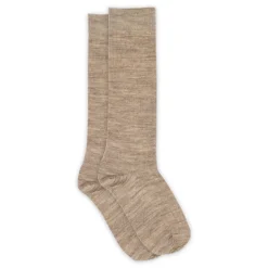 Uld Rib Knæstrømpe - Light Brown Melange