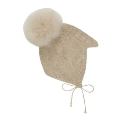 Uld Strik Alpaca Hue Pompom - Camel melange