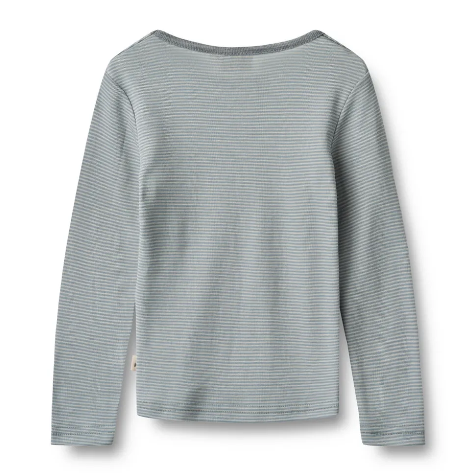 Uld t-shirt ls Alfie - Navy Stripe