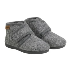 Uldhjemmesko velcro - Dark Gray Melange