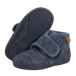 Uldhjemmesko velcro - Navy Melange