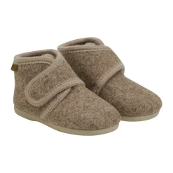 Uldhjemmesko velcro - Walnut Melange