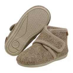 Uldhjemmesko velcro - Walnut Melange