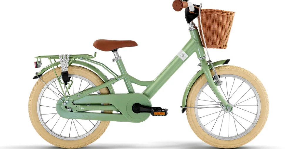 Youke Classic 16,Alu legecykel med kurv retro grøn